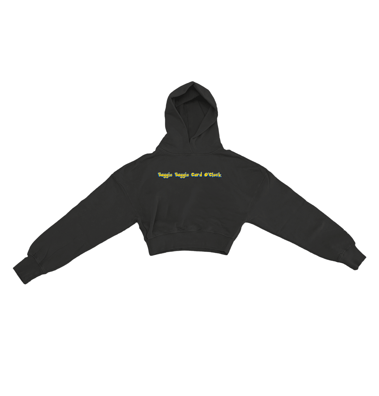 BAGGIE BAGGIE CARD O'CLOCK CROPPED HOODIE - BLACK