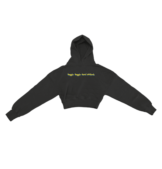 BAGGIE BAGGIE CARD O'CLOCK CROPPED HOODIE - BLACK